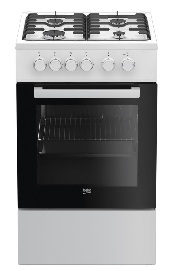 Плита комбинированная Beko FSS52020DW - 50х60 см/газ-контр/эмал. реш./60л/4 прогр./белый