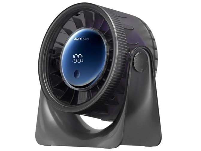 Вентилятор ARDESTO OneBreeze FT-M95B настільний, 12см, дисплей, акумулятор, USB-A Type-C, сірий