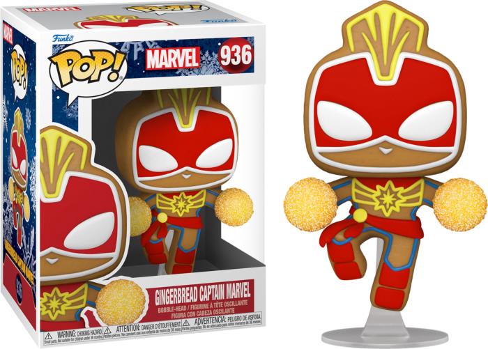 Коллекционная Фигурка Funko POP! Bobble Marvel Holiday Gingerbread Captain Marvel 50661