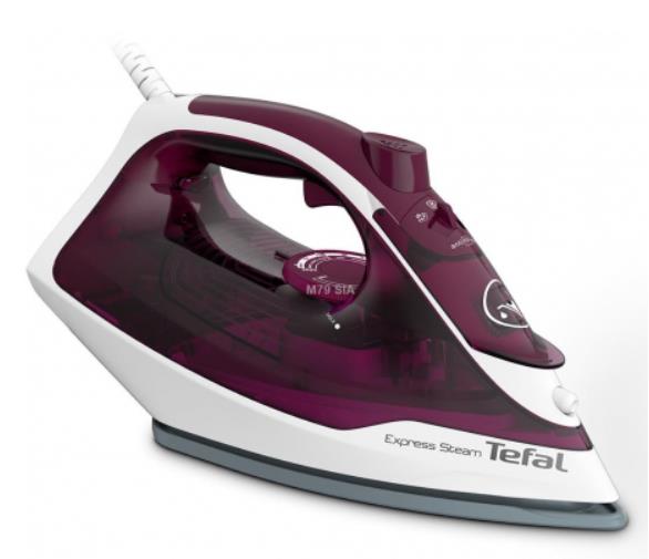 Праска Tefal Express Steam, 2400Вт, 270мл, паровий удар -160гр, постійна пара - 30гр, керам. підошва, бордовий
