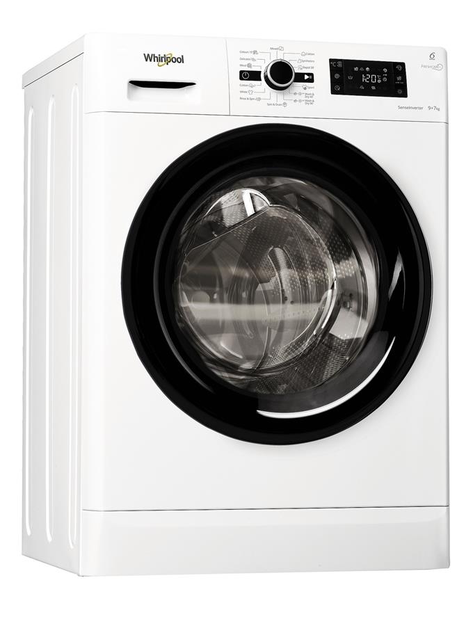 Стир.-сушильная машина Whirlpool FWDG97168BEU, 9кг (7кг), 1600, A+, Пар, 60см, Дисплей, Инвертор, Белый