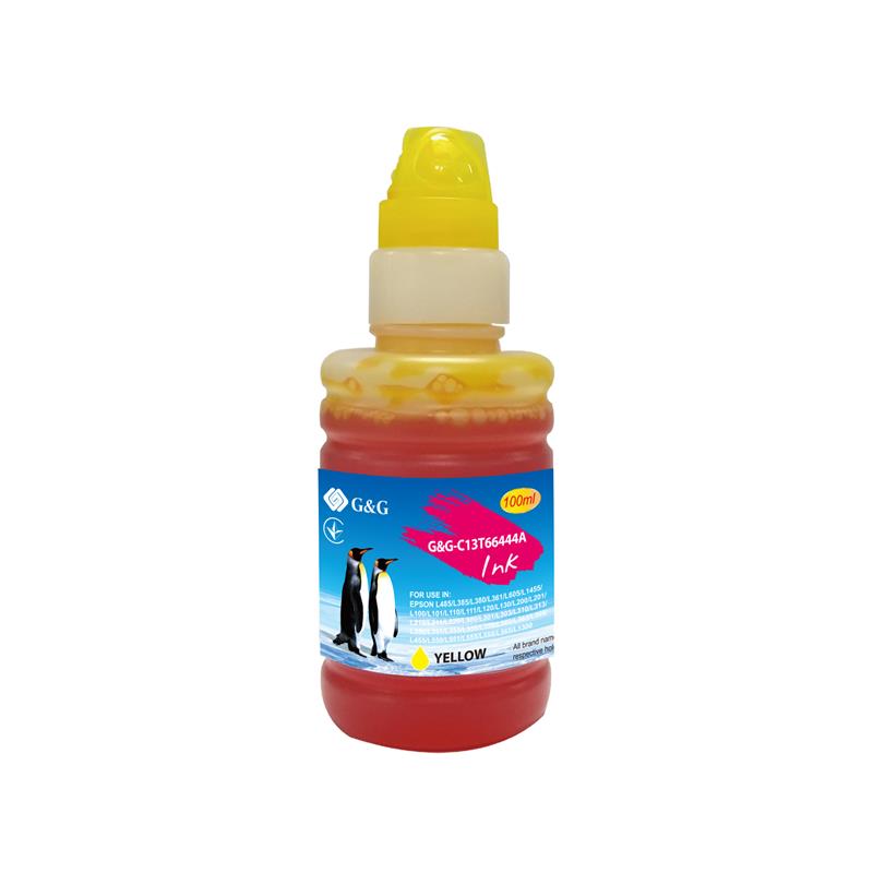 Контейнер з чорнилом G&G до Epson L110/L120/L121/L1300/L1455/L210/L300/L3050/L3060/L3070/L355/L382/L386/L486/L550/L605/L655/L364/L132/L222/L312/L366/L456/L566 yellow
