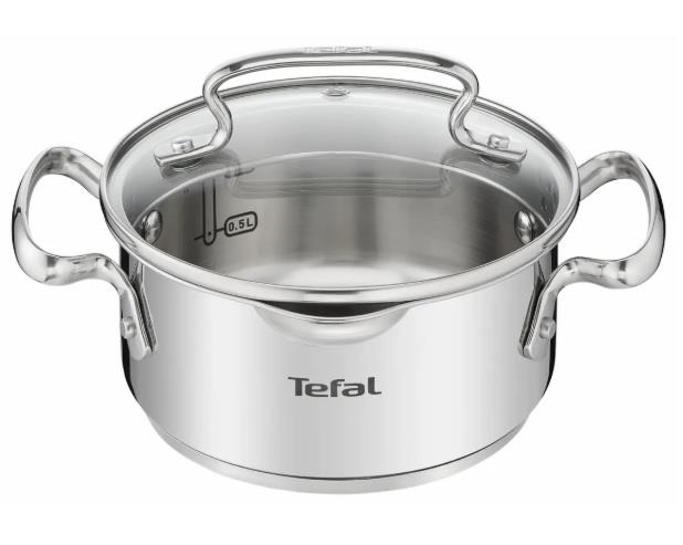 Каструля Tefal DUETTO+, 1.5л, з кришкою, нержавіюча сталь, скло