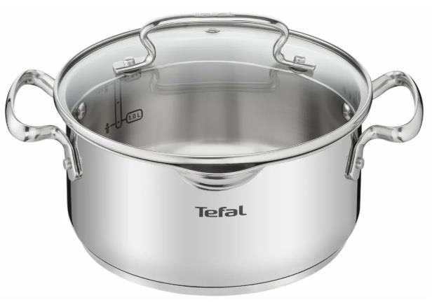 Каструля Tefal DUETTO+, 2.9л, з кришкою, нержавіюча сталь, скло
