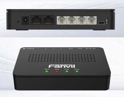 Шлюз VoIP Fanvil GA100-4T, FXOx4 port, FEx2 LAN, 4 channel voice services, Mini USB x1