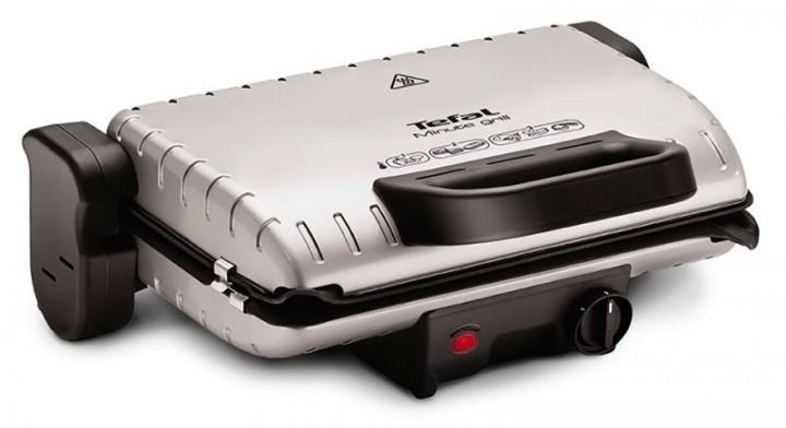 Гриль Tefal прижимний MinuteGrill 1600Вт, темп. режимів-3, з`ємні пластини, розкриття на 180°, метал