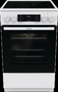 Плита Gorenje електрична склокерамічна, 70л, 50x60см, дисплей, приготування з паром, програматор, білий