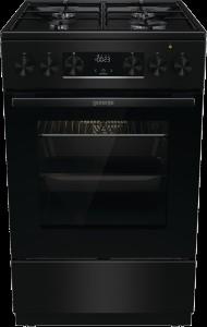 Плита Gorenje комбінована, 62л, 50x60см, дисплей, IconLed, емальовані, чорний