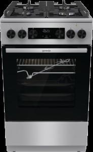 Плита Gorenje комбінована, 70л, 50x60см, дисплей, IconLed, газ на склі, чавун, нерж