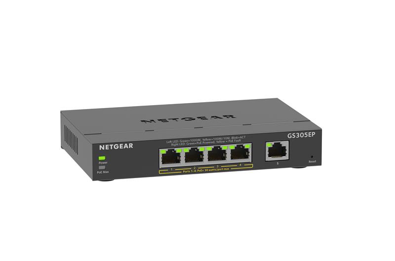 Комутатор NETGEAR GS305EP 5xGE (4xPoE), 63Вт, WebSmart