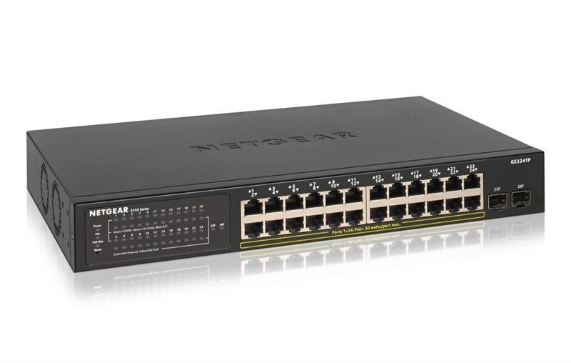 Комутатор NETGEAR GS324TP 24xGE PoE, 2xSFP, 190Вт, Керований L2