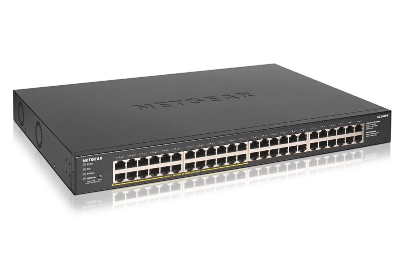 Комутатор NETGEAR GS348PP 48xGE (24xPoE), 380Вт, Некерований