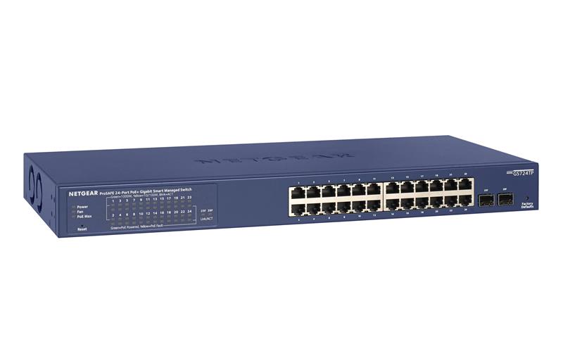 Комутатор NETGEAR GS724TPv2 24x1GE PoE+(190Вт), 2xSFP, керований L2