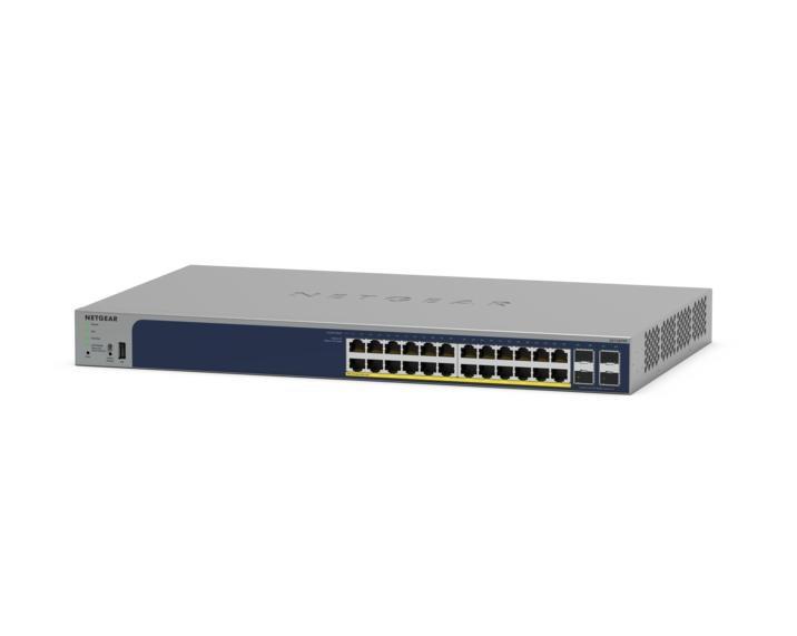 Комутатор NETGEAR GS728TPP 24xGE PoE, 4xSFP, 384Вт, Керований L2