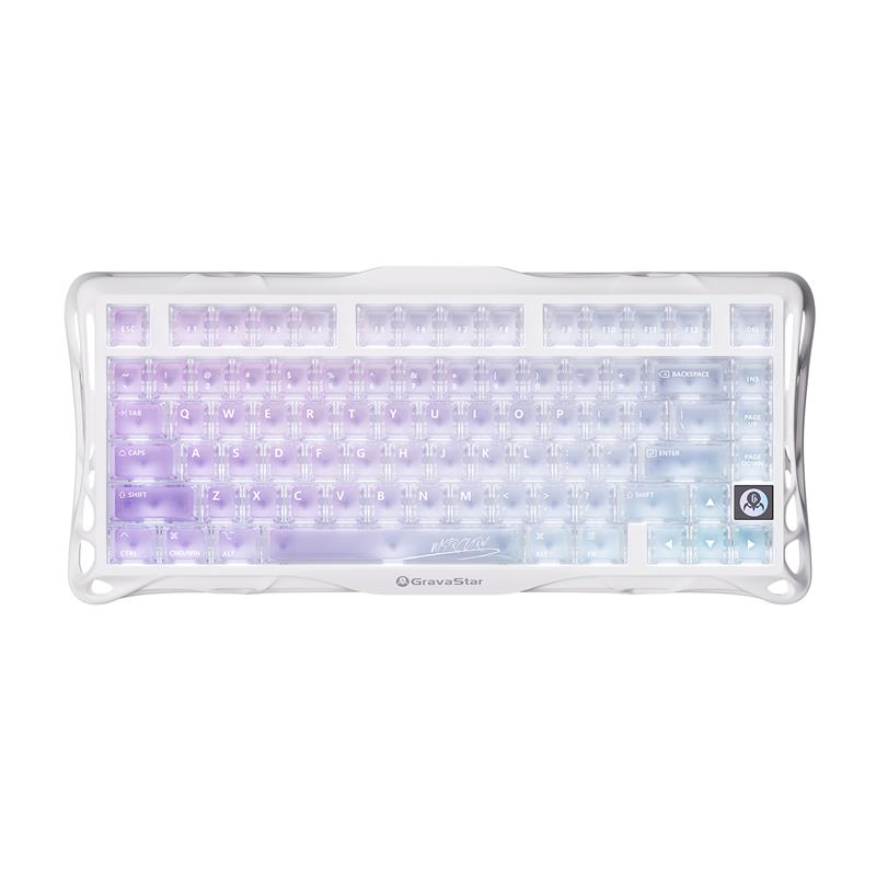Клавіатура механічна GravaStar Mercury K1 Lite 80keys, GravaStar x BSUN Grey, BT/WL/USB, RGB, Crystal Aurora