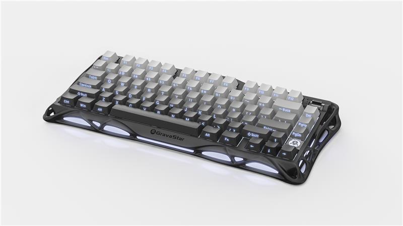 Клавіатура механічна GravaStar Mercury K1 80keys, GravaStar x Kailh Cheery Pink, EN, BT/WL/USB, чорний