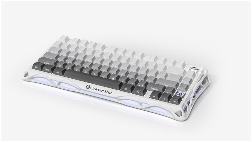 Клавіатура механічна GravaStar Mercury K1 80keys, GravaStar x Kailh Cheery Pink, EN, BT/WL/USB, білий