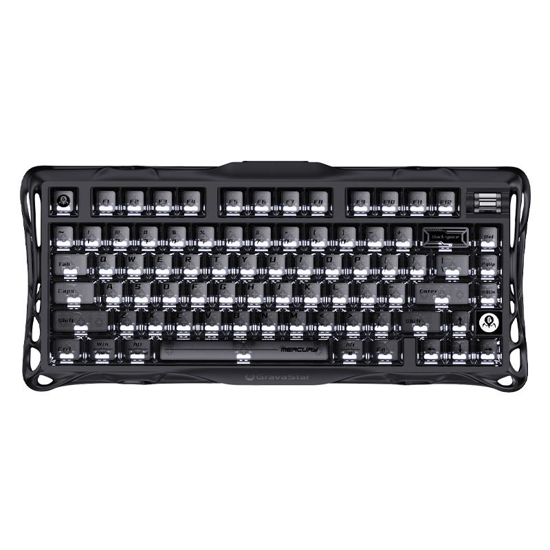 Клавіатура механічна GravaStar Mercury K1 80keys, GravaStar x Kailh Cheery Pink, EN, BT/WL/USB, Stealth Black