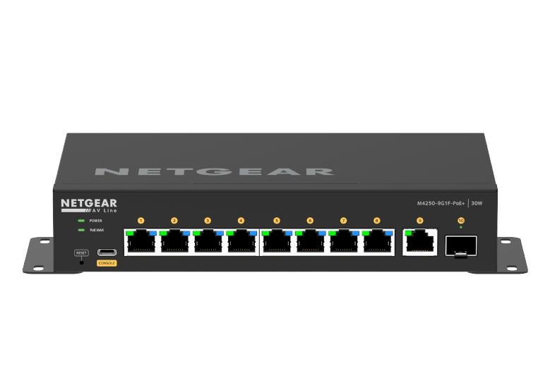 Комутатор NETGEAR M4250-9G1F-PoE+ (GSM4210PD), 8x1GE PoE+(110Вт), 1x1GE, 1xSFP, AV Line керований L2
