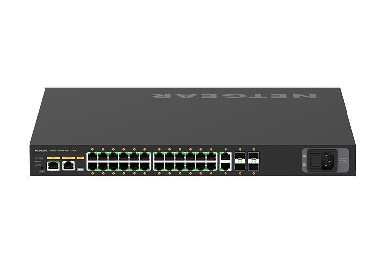 Комутатор NETGEAR M4250-26G4XF-PoE+ (GSM4230PX), 24x1GE PoE+ (480Вт), 2x1GE, 4xSFP+, AV Line керований L2