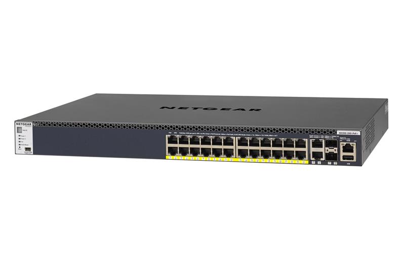Комутатор NETGEAR M4300-28G-POE+ (GSM4328PB) 24x1GE PoE+, 2x10GE, 2xSFP+, керований L3 з можливістю стекування, 720Вт