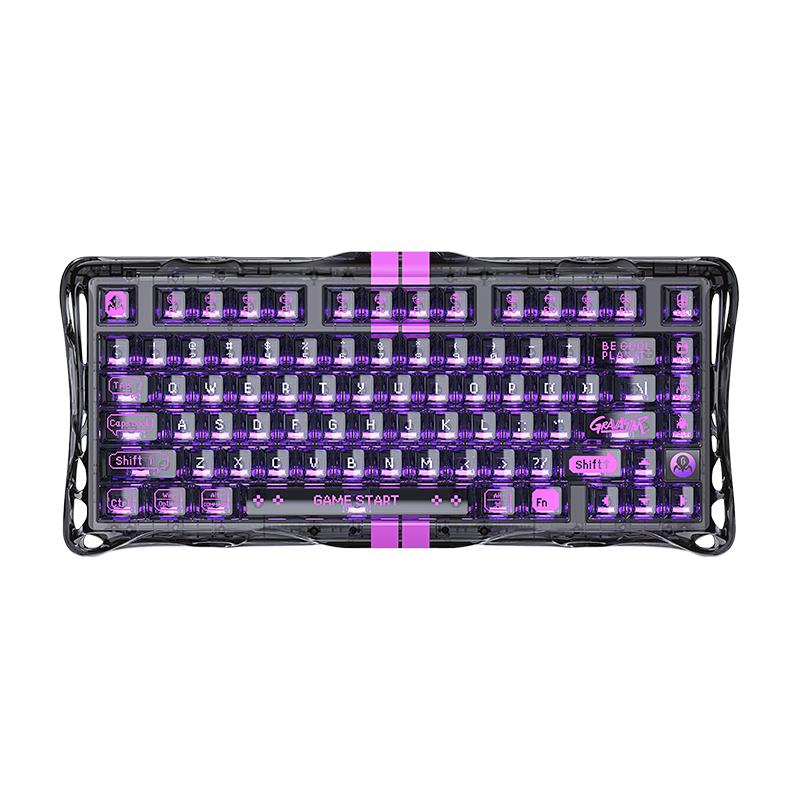 Клавіатура магнітна GravaStar Mercury V75 Lite 75keys, Blackcore, USB-A, Transparent Black