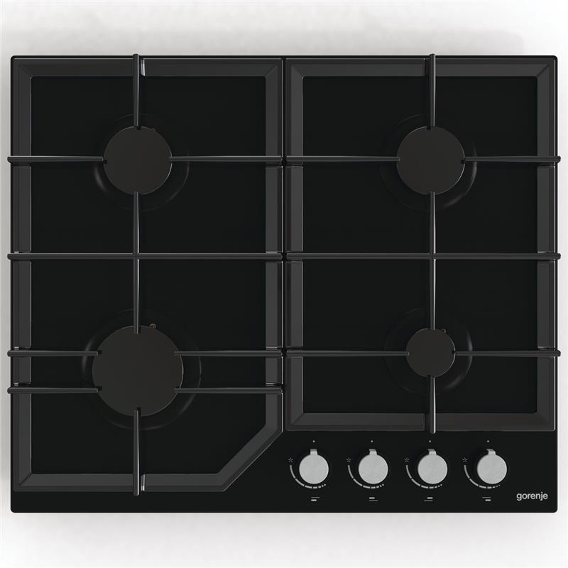 Варильна поверхня Gorenje газова на склі, 60см, чавун, чорний