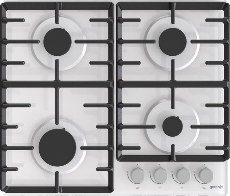 Варильна поверхня Gorenje газова на склі, 60см, чавун, білий
