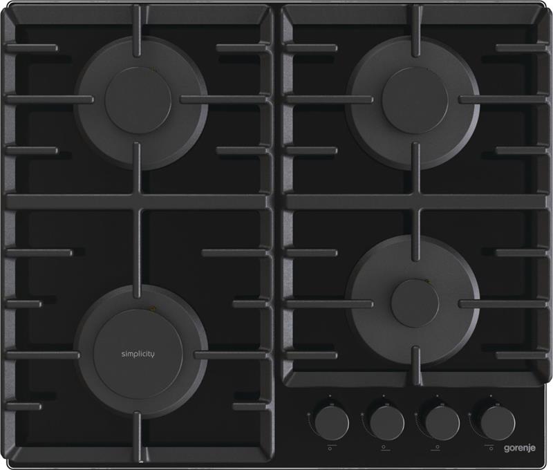 Варильна поверхня Gorenje газова на склі, 60см, чавун, чорний