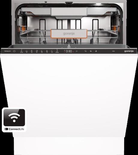 Посудомийна машина Gorenje вбудовувана, 16компл., B, 60см, інвертор,Wi-Fi, AquaStop, сенсорн.упр, 3и кошики, білий