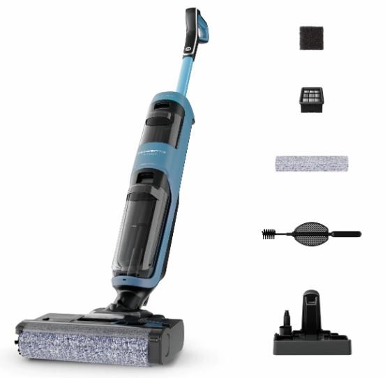 Пилосос Rowenta безпровідний миючий X-Clean 2, 120Вт, конт пил -0.44л, конт для води-0.73л, автон. робота до 35хв, вага-5кг, НЕРА, чорно-блакитний