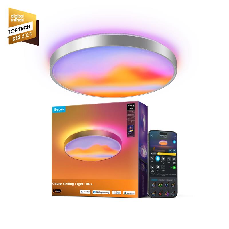 Потолочний світильник Govee 58cm Smart Ceiling Light Ultra, RGBICWW, WI-FI/Bluetooth, білий
