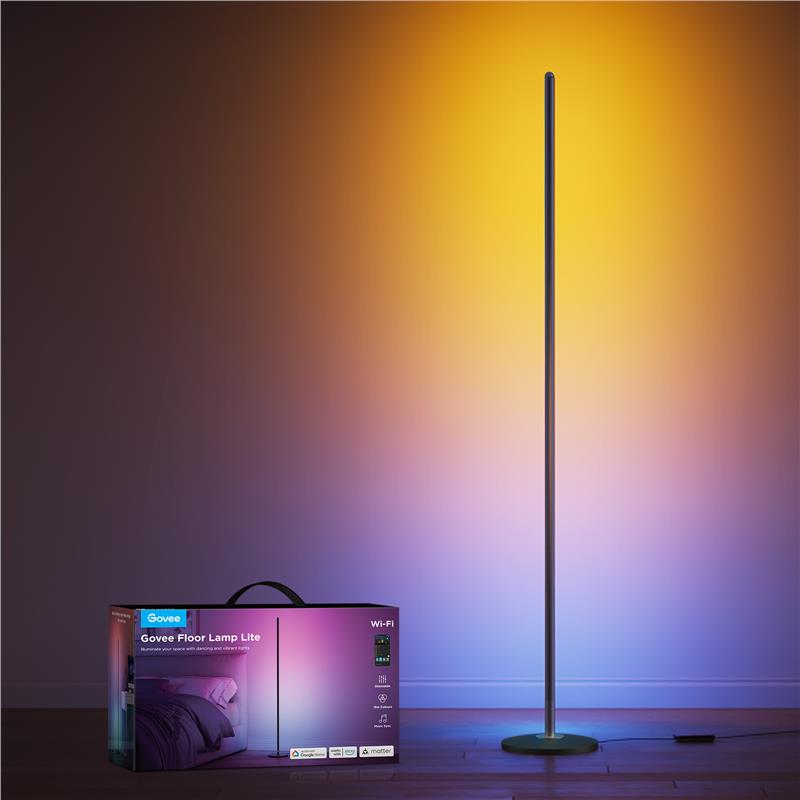 Торшер розумний Govee H8076 Govee Floor Lamp lite, 1000Lm, RGBWW+RGBIC+WW, WI-FI/Bluetooth, чорний