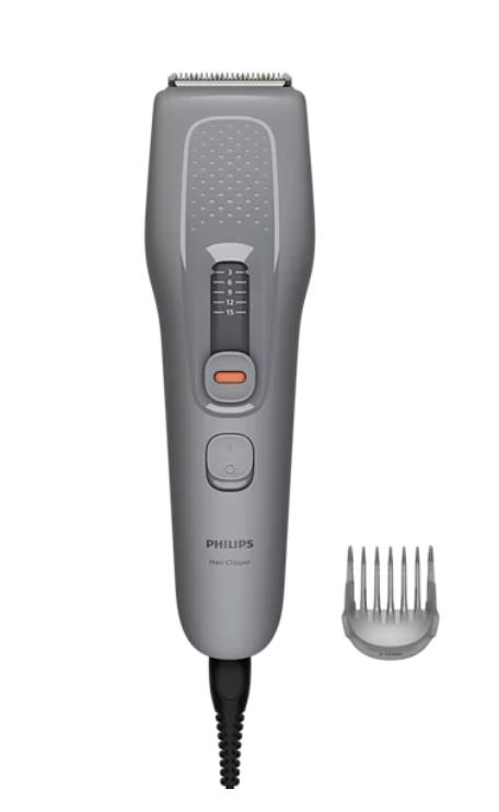 Машинка для стриження Philips Series 3000, від мережі, роторний мотор, насадок-3, сухе чищення, сталь, сіра