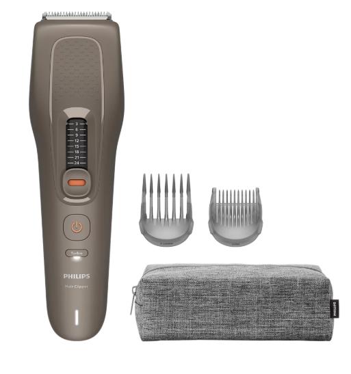 Машинка для стриження Philips Series 5000, акум., роторний мотор, насадок-2, кейс, сталь, коричневий