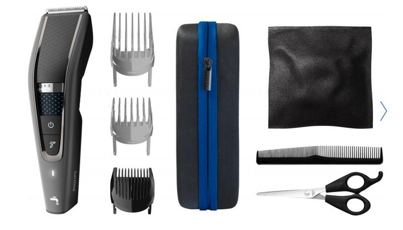 Машинка для стриження Philips Series 7000, акум., роторний мотор, насадок-3, кейс,ножиці, гребінець в компл, сталь, чорно-сірий