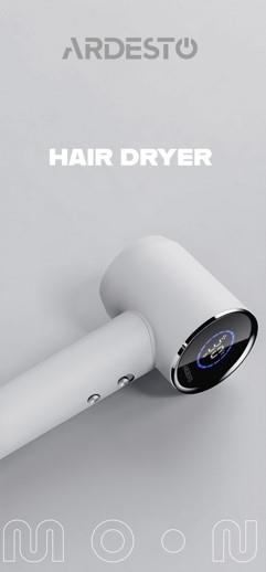 Фен ARDESTO Moon HD-H1W, 1600Вт, 2 швидкості, 3 темп.режими, магнітна насадка, білий