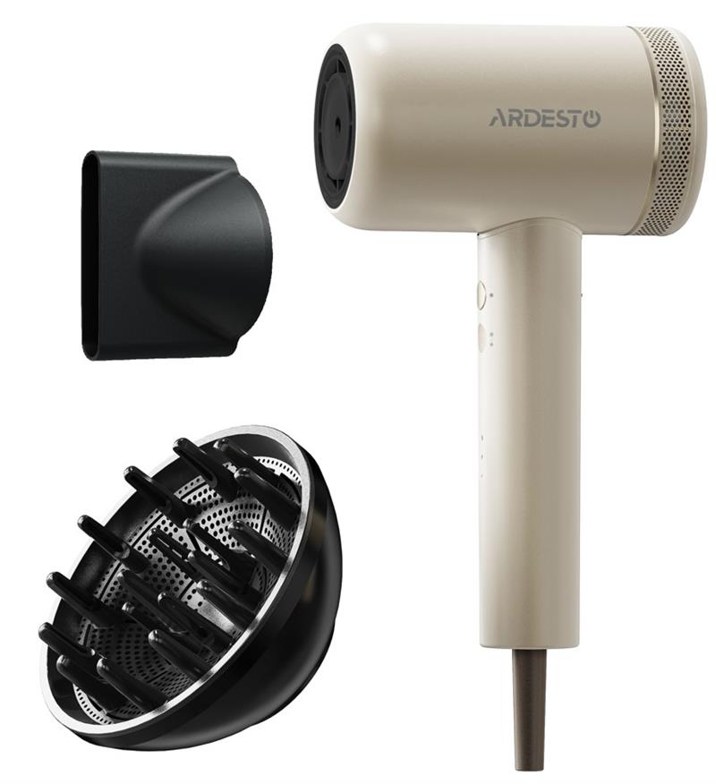 Фен ARDESTO Pearl Cream HD-Y702PERL, 1500-1800Вт, 3 швидкості, 3 темп.режими, магнітні насадки,бежевий