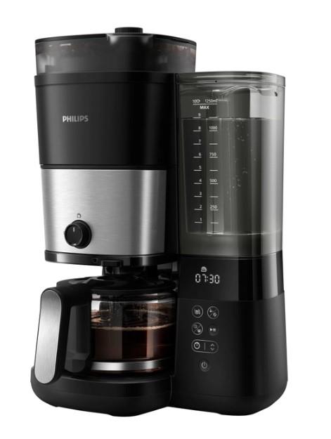 Кавоварка Philips крапельна All-in-1 Brew 1.25л, зерно + мелена, дисплей, підігрів кавника, кавомолка, чорний