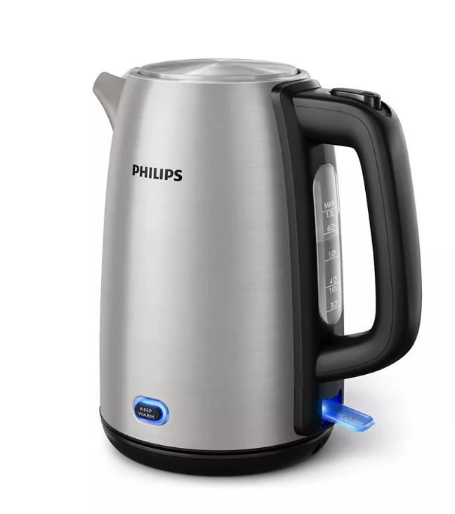 Електрочайник Philips Viva Collection 1.7л, LED підсвітка, сріблясто-чорний