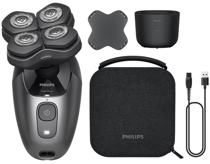 Бритва електр. для голови Philips роторна Pro Series 7000, бритв.головок-4, Li-Ion, сух.+волог., кейс для зберіг., чорний