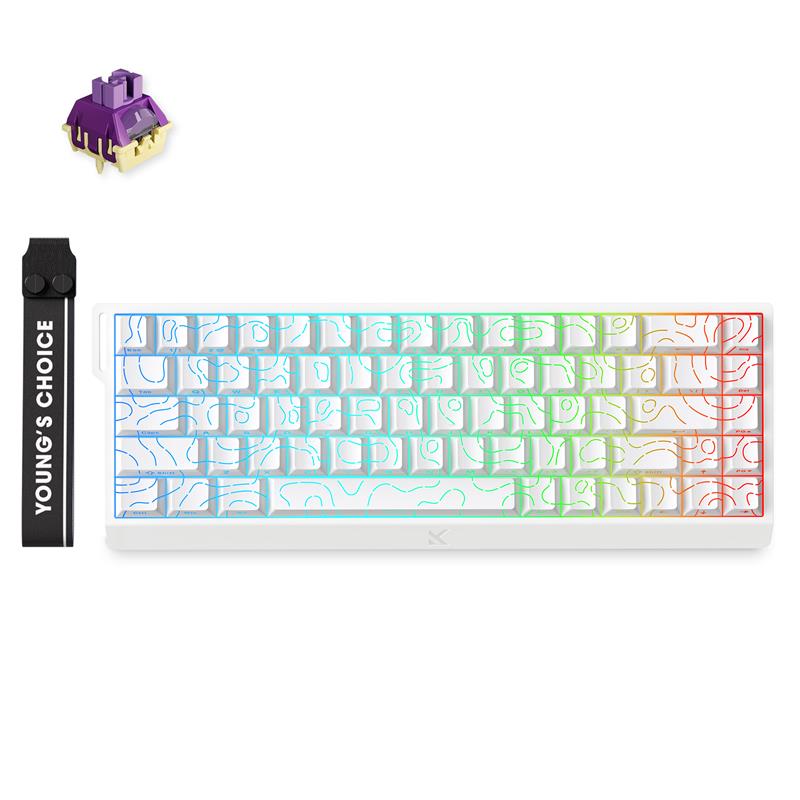 Клавіатура MCHOSE Ace 68 Hall Effect Ultra Esports, TTC Dragon Lord Magetic, 8K, USB-A, RGB, White Topographic