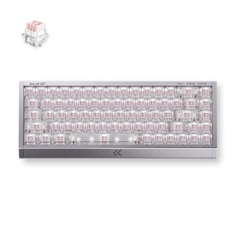 Клавіатура MCHOSE Ace 68 GT Hall Effect, Mount Tai Pink, 16K, USB-A, RGB, Aero Silver