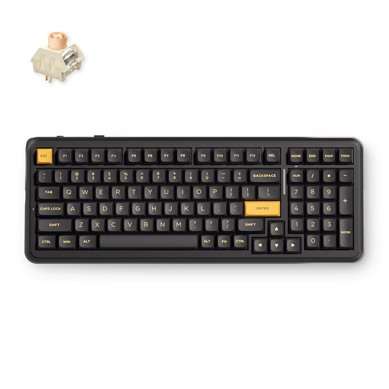 Клавіатура механічна MCHOSE K99 V3, Icy Creamsicle, USB-A/WL/BT, RGB, чорно-жовта