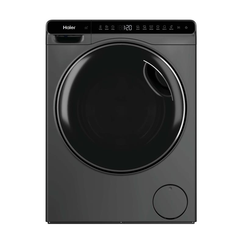Пральна машина Haier фронтальна, 5кг, 1200, A, 42.3см, дисплей, інвертор, люк чорний, Wi-Fi, висота 70см, cріблястий