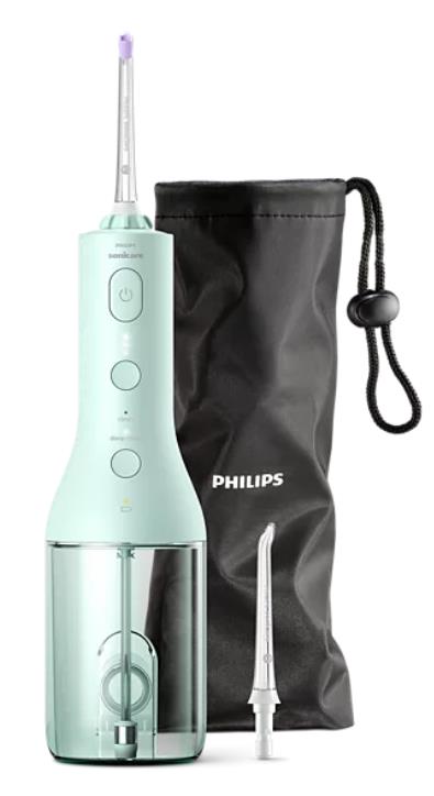Іригатор Philips портативний Sonicare Cordless Power Flosser 3000, чохол, 2 насадки, м'ятний