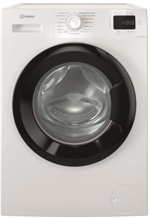 Пральна машина Indesit фронтальна, 8кг, 1200, A, 54.6см, дисплей, пара, інвертор, люк чорний, білий