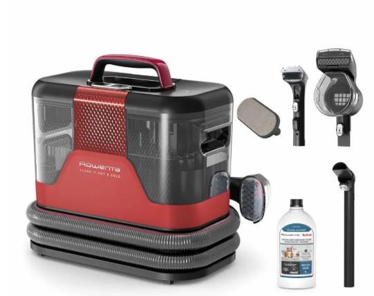 Пилосос Rowenta миючий Clean It Hot & Cold, 1150Вт, конт пил -1,5л, вода -2,3л, 13500 Па, 2 насадки, чорно-червоний