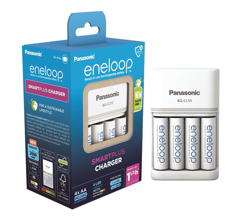 Зарядний пристрій Smart-Quick Charger + Акумулятор Eneloop NI-MH AA 2000 мАг, 4 шт.