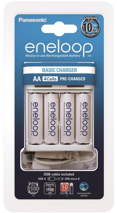 Зарядное устройство Panasonic Basic USB Charger+eneloop 4AA 1900 mAh